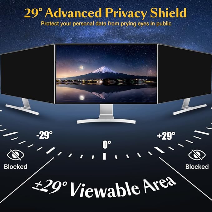 Magnetic Computer Privacy Screen Filter 22 inch for 16:10 Widescreen Monitor Desktop PC, 22in Hanging Removable Anti Blue Light Glare Eye Protection Shield, Screen Protector Panel