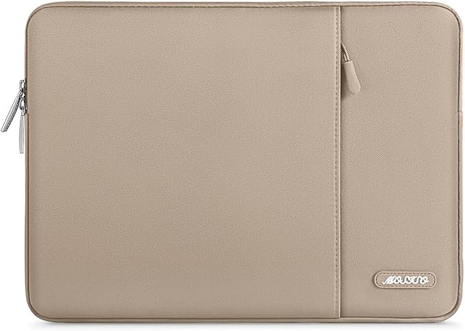 MOSISO Laptop Case 13.3 inch, 13-13.3 inch Laptop Sleeve Compatible with MacBook Air/Pro 13 / Pro 14, HP Dell ASUS Lenovo Notebook, Polyester Vertical Computer Sleeve Bag with Pocket, Taupe Brown