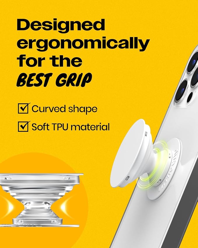 Solid Color Button Phone Grip – Minimalist Design, Durable and Lightweight, Grip and Stand for Smartphones (Hot Pink, Adhesive Type)