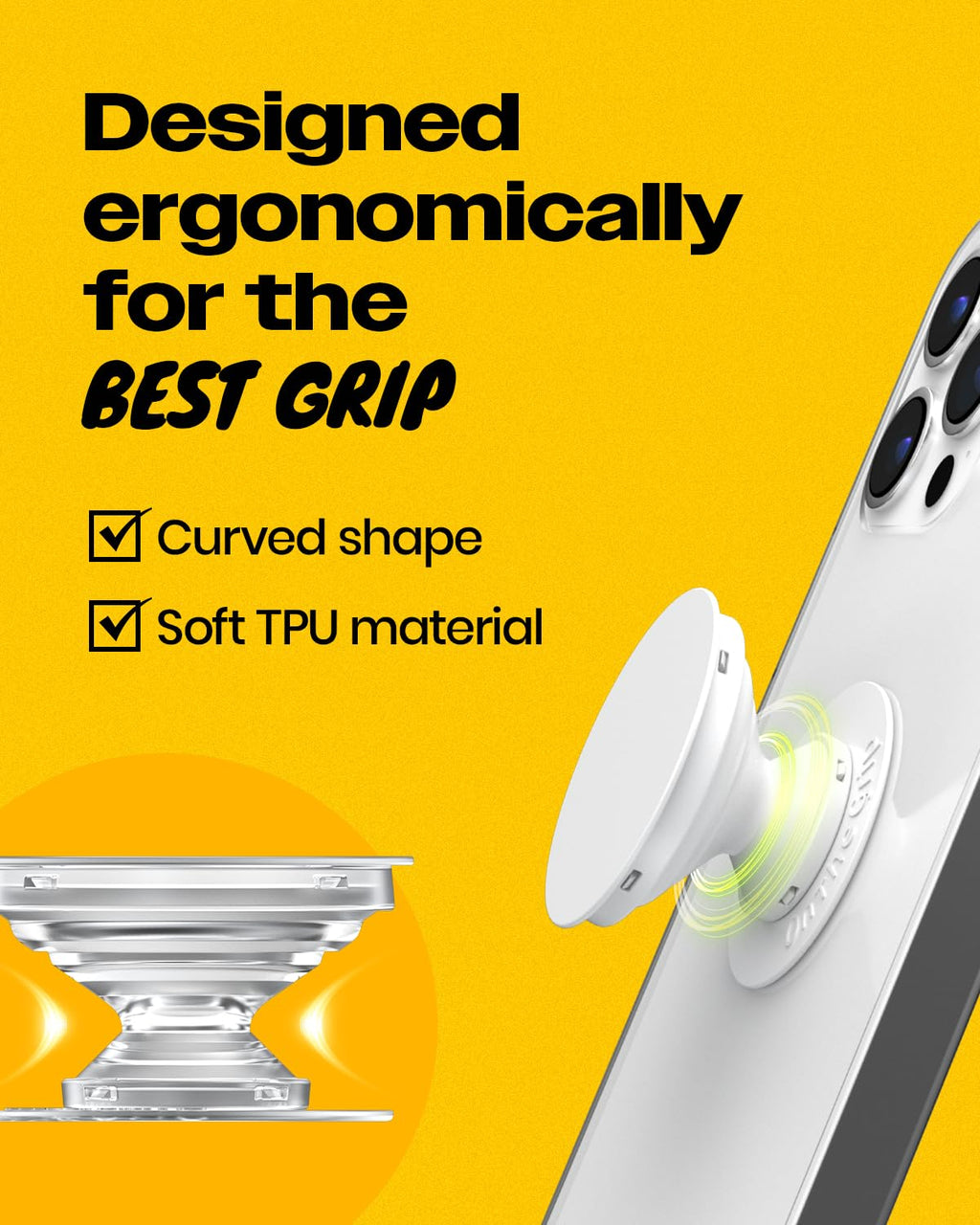 Solid Color Button Phone Grip – Minimalist Design, Durable and Lightweight, Grip and Stand for Smartphones (Red, Adhesive Type)