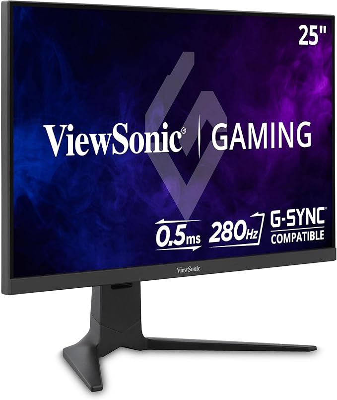 ViewSonic XG2536 25 Inch 1080p IPS Gaming Monitor with 280Hz, 0.5ms, FreeSync Premium, NVIDIA G-Sync Compatible, RGB Lighting, Advanced Ergonomics, HDMI, DP and 65W USB-C Inputs
