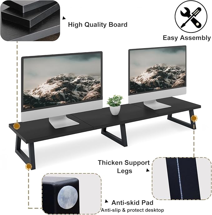 TEAMIX 42 inch Large Dual Monitor Riser, Desk Organizer Stand for TV Laptop