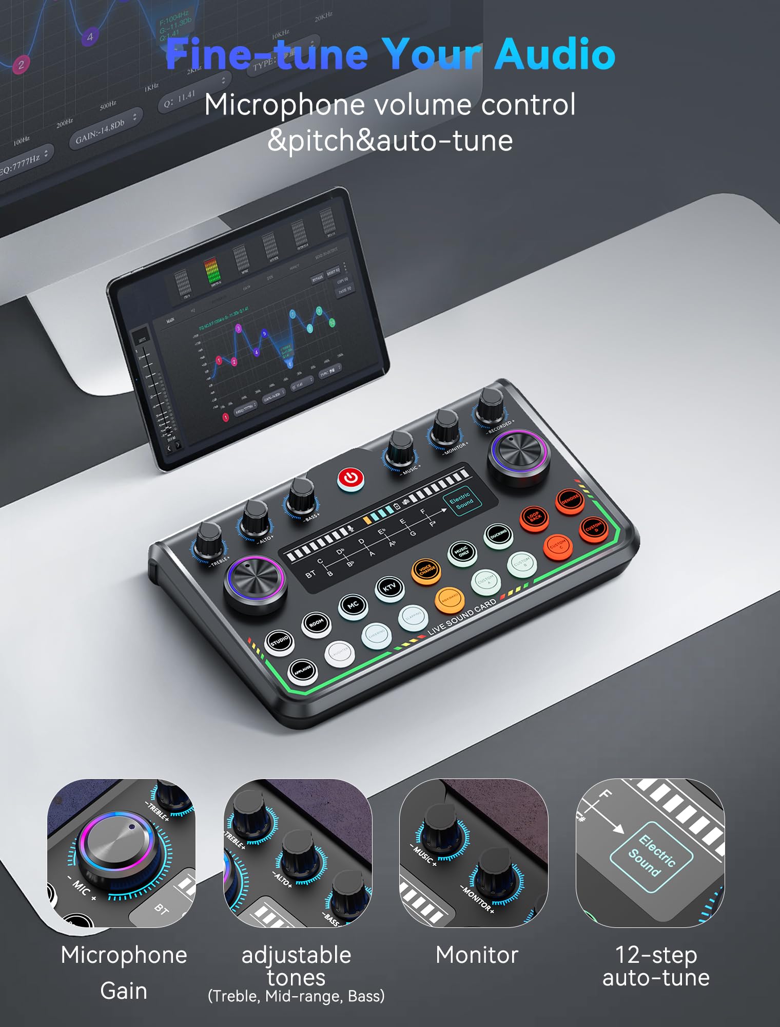 P99 Podcast Equipment Bundle,Audio Interface with Studio Microphone