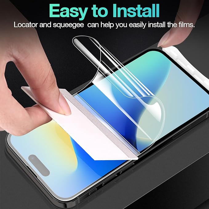3 Pack Flexible Film Screen Protector for iPhone 16, Non-breakable Soft TPU Hydrogel Film for iPhone 16 Screen Protector Film (NOT Glass)