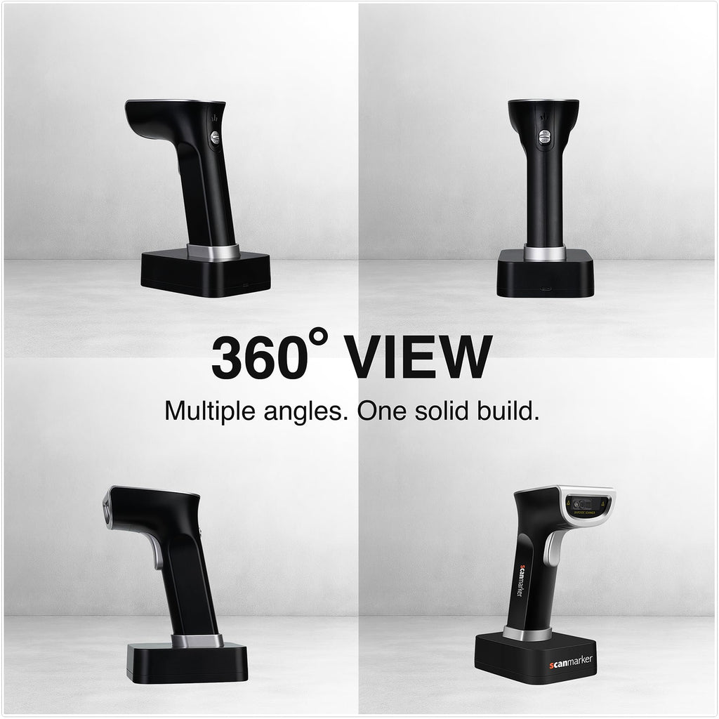 Scanmarker 1D/2D Barcode Scanner Wireless – Boost Speed & Accuracy with Bluetooth Barcode Scanner & 2.4G Modes – Handheld QR & Wireless Barcode Scanner with Charging Stand for Laptop, iOS & Android