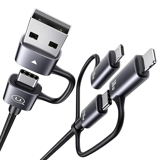 240W Multi Charging Cable, 6.6ft 6-in-1 USB C Cable Fast Charging Cords with USB-C/A Ports to IP/Type C/Micro Connectors for Pad/Cell Phones/Tablets/Laptop