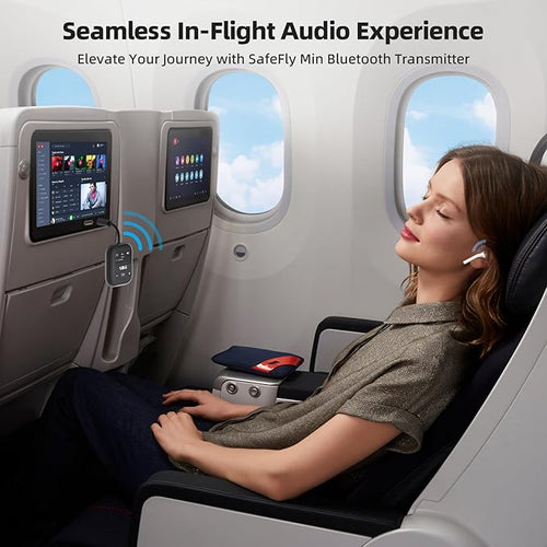1Mii Airplane Bluetooth 5.3 Transmitter for All Headphones - Bluetooth Adapter for TV - Dual Connection - aptX Low Latency - Flying Travel, Wireless Audio Aux for MP3, Game, PC-Black