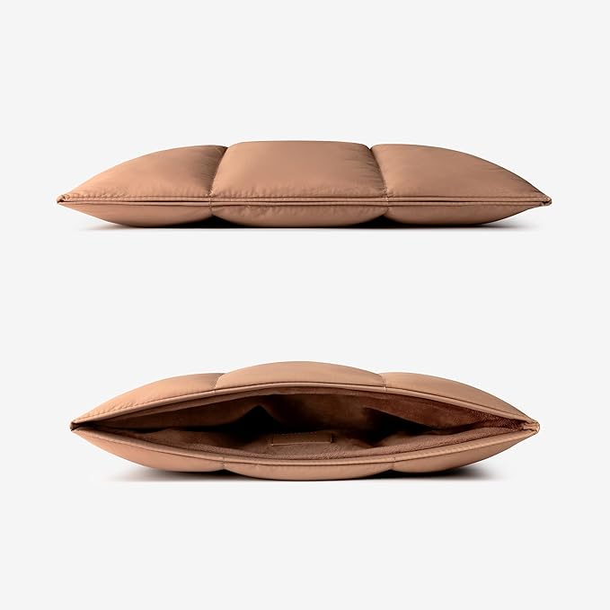 Comfyable Puffy Laptop Sleeve 15 Inch 16 Inch, Quilted Puffer Laptop Carrying Case, Pillow Pouch Compatible for MacBook Air 15 in M4 2025 & MacBook Pro 16 in M4 2024, Brown
