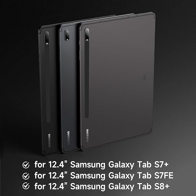 nimin Detachable Keyboard Cases for 12.4-inch Samsung Galaxy Tab S7+/S8+/S7FE, Built-in S Pen Holder, Trackpad, 7-Color Backlit, Shortcut Keys, Infinite Viewing Angles Stand, Auto Sleep/Wake