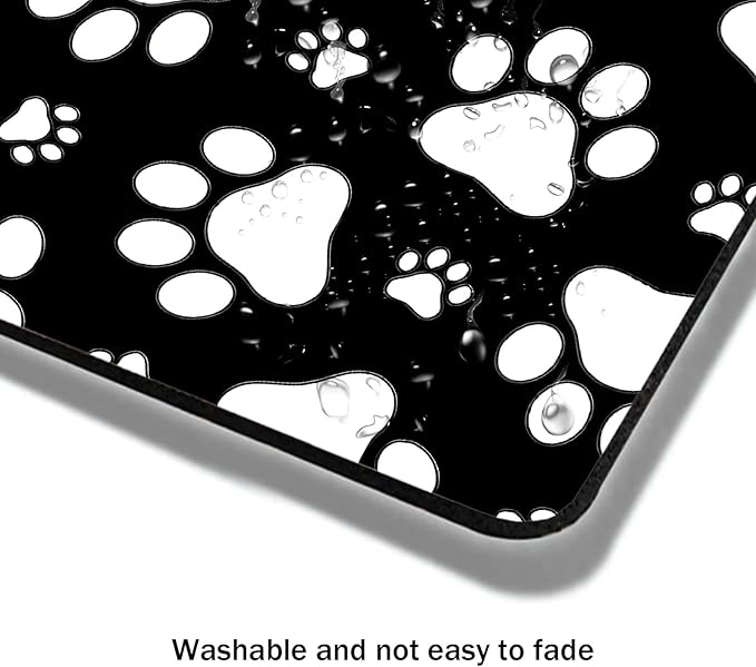 Mouse Pad, Cute White Dog Paw Mouse Pads for Desk, 9.5" x 7.9" Non-Slip Rubber Base Computer Mousepad with Women, Portable Square Design for Wireless Mouse and Pad Laptop Office & Travel