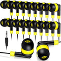 Kanayu 100 Pack Wired Earbuds Bulk for Classroom Ear Headphones Wired Basic Student Earbuds No Microphone with 3.5mm Jack for Kids Class Laptop School Library, Individually Bagged(Yellow)