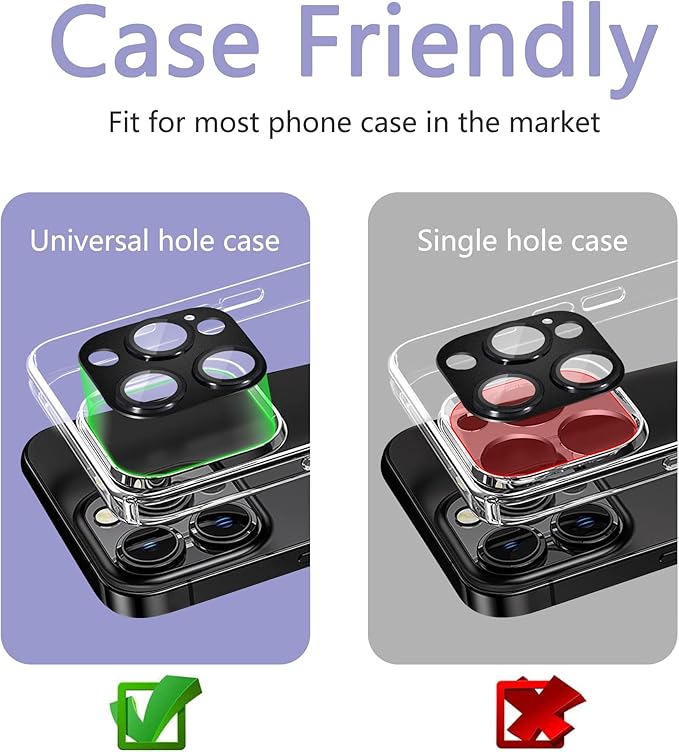 2 Pack Camera Lens Protector for iPhone 14 Pro/14 Pro Max,[Not Easy to Breakn ] AR Tempered Glass Strong Adsorption Metal Camera Cover Screen-Dark Purple