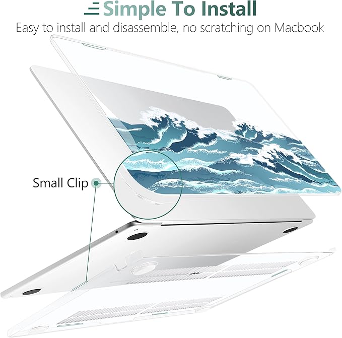 TWOLSKOO Compatible with M4 MacBook Air 15 inch Case 2025-2023 Released Model M4 A3241 M3 A3114 M2 A2941, Plastic Hard Shell & Screen Protector & Keyboard Cover & Trackpad Film, Ocean