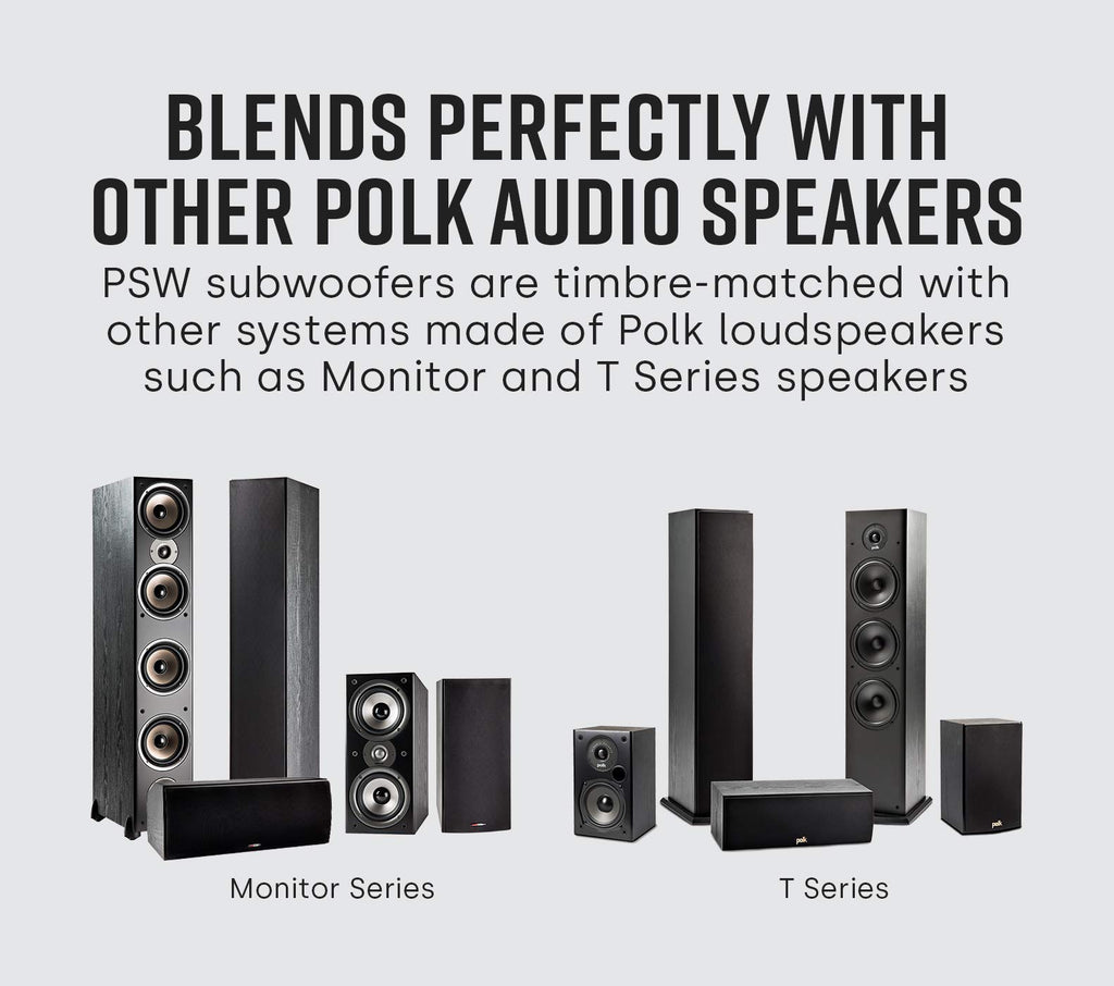 Polk Audio PSW10 10" Subwoofer, Big Bass Compact Design, Up to 100 Watts