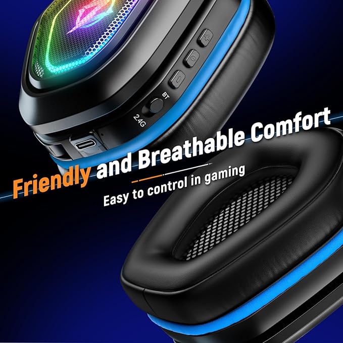 Wireless Gaming Headset for PC, Ps5, Ps4 with Flip Microphone
