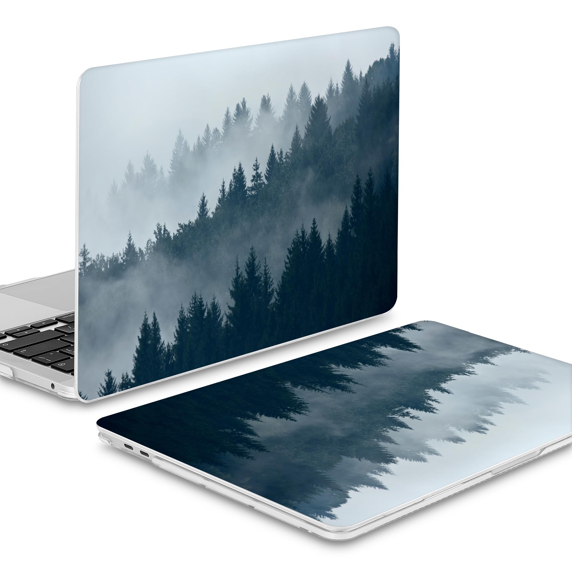 Mektron for MacBook Air 13 Case A1466/A1369 (2010-2017 Release), Snap-on Plastic Hard Shell Cover for MacBook Air 13.3 inch with Keyboard Cover, Misty Forest C132