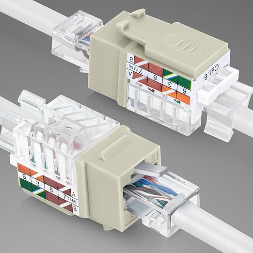 Everest 45° Angled RJ45 Cat6 Keystone Jacks 50-Pack in Ivory - Slim Profile Female RJ45 Connectors - Cat 6 Keystone Jack - Compatible with 45° Angled Speed Termination Tool - 45Term (B0BL3GS7ZY)