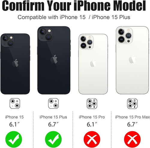 AGVEE 3+3 6 Pack for iPhone 15/15 Plus Camera Lens Protector Cover