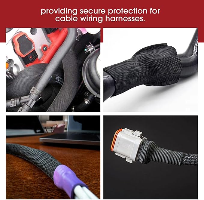 Heat Shrink Wire Loom 2:1 Shrinkable Braided Cable Sleeve 2 Inch ID-18ft Abrasion Protection Flexibility Fabric Wiring Harness Cover Sheath