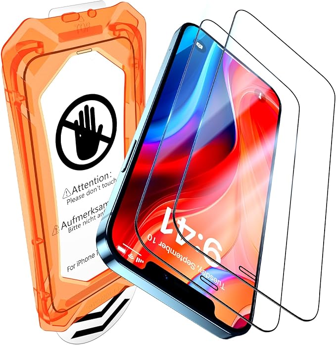 UniqueMe for iPhone 12 Pro Max Screen Protector - [Military Grade Shatterproof & 9H+ Hardness] Screen Protector 12 Pro Max Tempered Glass Full Coverage Protection, Easy Installation, 2 Packs