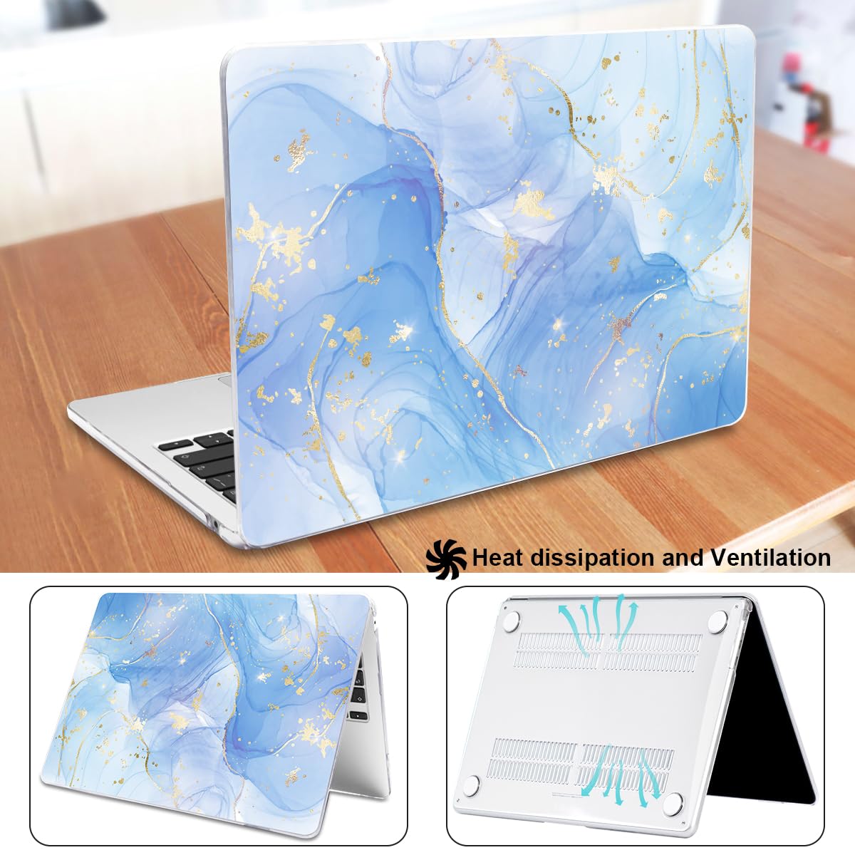 LCMOCICO for MacBook Air 13 inch Case M5 M4 M3 M2 Chip 2026 2025-2022 Release A3449 A3240 A3113 A2681, Scratch Resistant Hard Shell Protective Laptop Cover for Mabook Air 13.6 M5 2026, Blue Marble