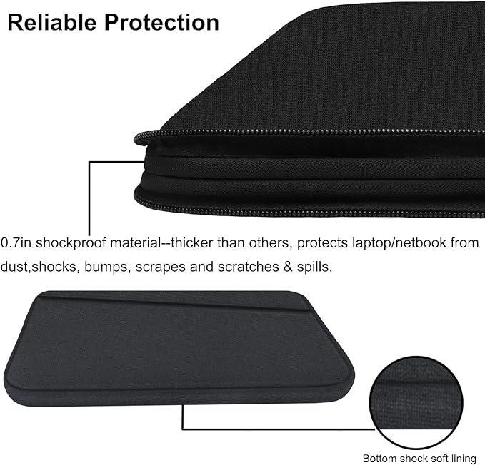 Laptop Sleeve Case 17 inch, Durable Computer Carrying Bag Protective Case Briefcase Handbag with Front Pocket, Slim Laptop Cover for 17-17.3 Inch HP, Dell, Lenovo, Asus, Notebook, Black