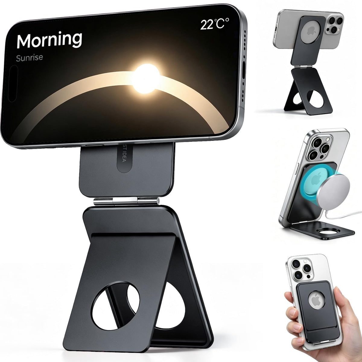 1ST IDEA for MagSafe Tripod Stand Ultra-Thin 0.23" | Aluminum Alloy Magnetic Tripod for iPhone, Flexible 20x Magnet Phone Stand Gift Accessories for Women Men for iPhone 17 16 15 14 13 12 Series