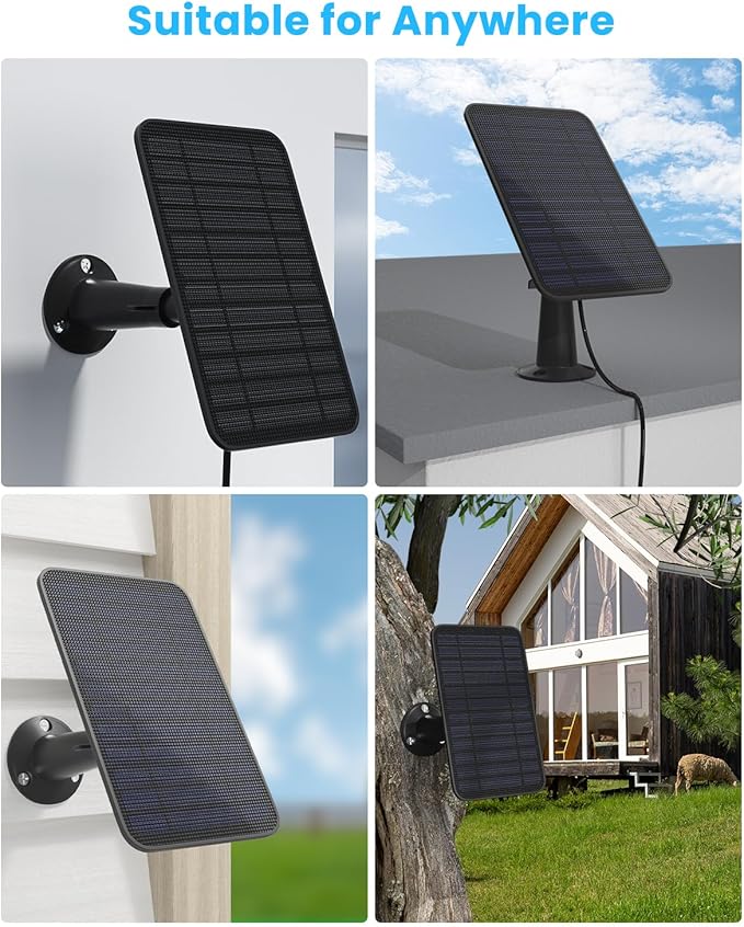 5W Solar Panel for Blink Camera Outdoor, Solar Panel Charger Compatible with Blink Outdoor 4 (4th Gen) Camera, Solar Panel w/Battery for Blink Camera, 9.8ft Cable Rubber Plug IP65 Waterproof, 1 Pack