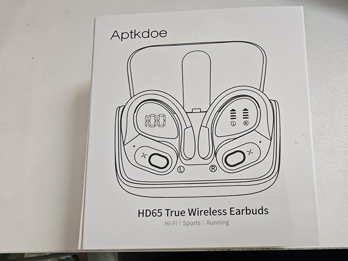 Wireless Earbuds 75hrs Bluetooth 5.4 Headphone Sport, 2025 Bluetooth Earbuds Stereo Deep Bass Over Ear Bud with Earhooks, ENC Noise Cancelling Mic, IPX7 Waterproof Earphone, Camel