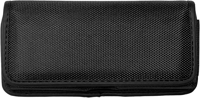 Nylon Cellphone Holster for Samsung Galaxy A32 A33 A53 A54, S22+, S23 FE, iPhone 11 Pro Max, XS Max, TCL ION X ION V - Horizontal Case Canvas Waist Carrying Pouch with Belt Clip/Loops, Black