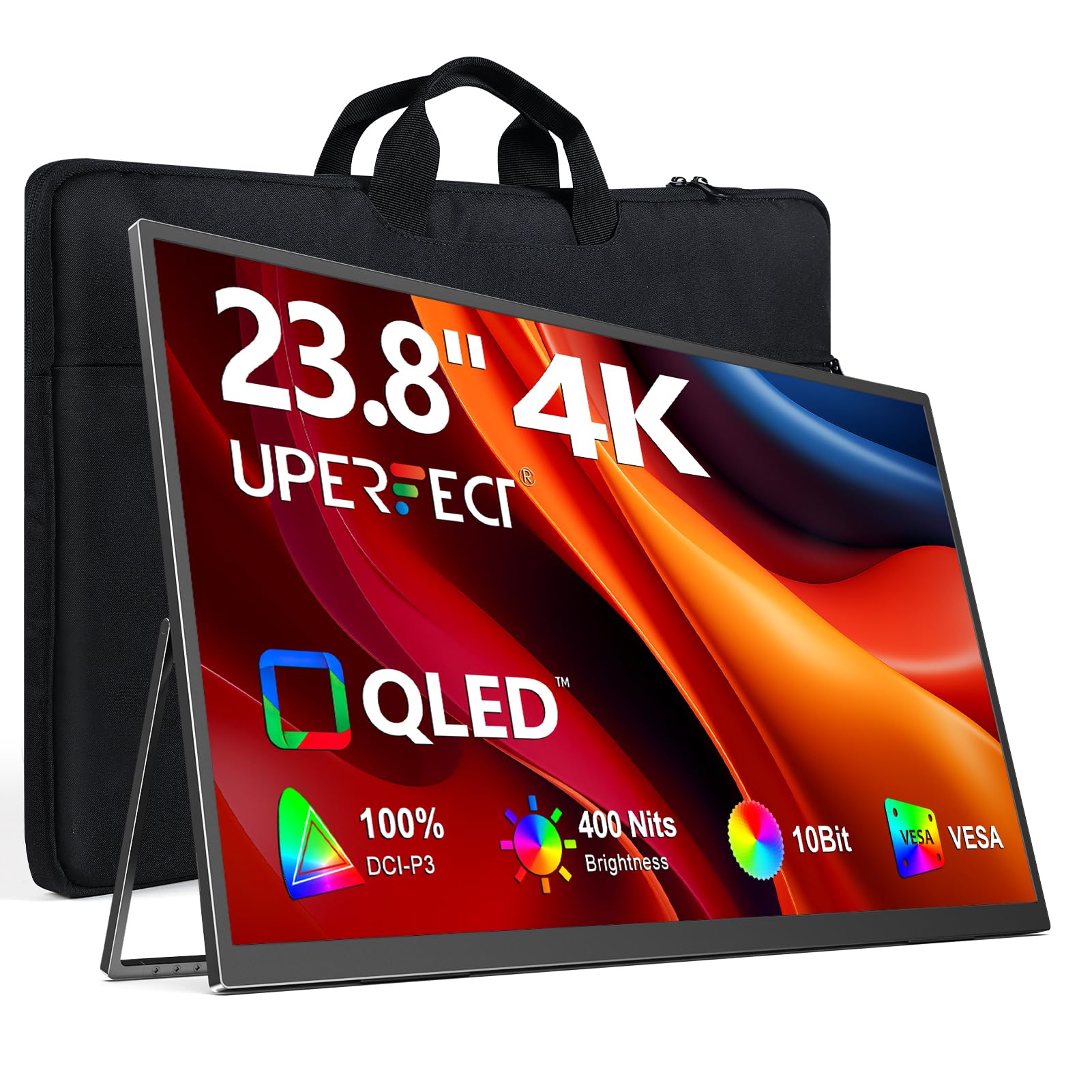UPERFECT Portable Monitor 4K 24" QLED, 400 Nits 145% sRGB Large Monitor