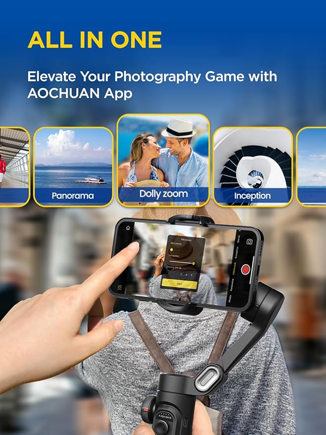 Gimbal Stabilizer for Smartphone, iPhone Gimbal w/Focus Wheel Face/Object Tracking for iPhone 16 15 Pro Max/Android Foldable 3-Axis Handheld Phone Stabilizer for Video Recording -Smart XE