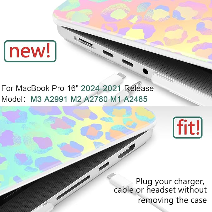 DONGKE for M4 MacBook Pro 16 Inch Case 2024 2023 2021 A3403 A3186 M3 A2991 M2 A2780 M1 A2485 Pro/Max Chip, Plastic Hard Shell Case & Keyboard Cover for Mac Pro 16 with Touch ID, Leopard Print