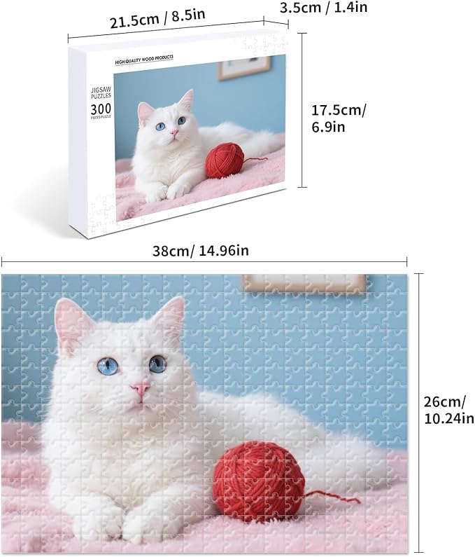 Custom Photo Puzzle – Personalized Jigsaw Puzzle from Your Photos in 200/300/500/1000/1500 Pieces – Custom Puzzle Gift for Families, Pets, Weddings, Anniversaries, Adults and Couples(300-horizontal)