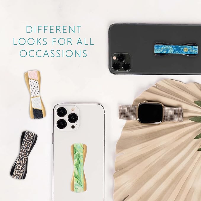 LOVEHANDLE Universal Phone Grip for Smartphones & Mini Tablets - Phone Holder for Hand - Wireless Charging Compatible - Made in The USA - Honeyed Blooms