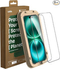 iOttie Terra iPhone 16 Plus Tempered Glass Screen Protector Military Grade 9H Hardness Shatterproof Scratch Resistant, Edge to Edge Protection Easy Bubble Free Install, 2 Pack