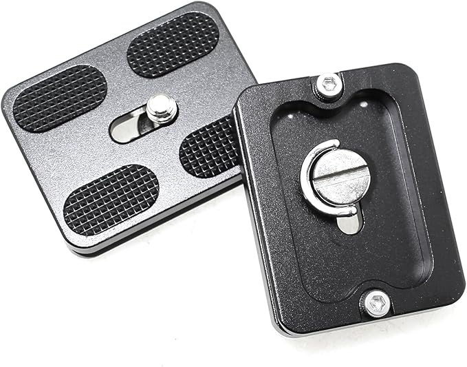 Maxmoral 2PCS 38x50mm Black Universal Metal Quick Release Plate with 1/4 Inch Screws Aluminium Adapter Compatible with Camera Tripod Ball Joint Standard