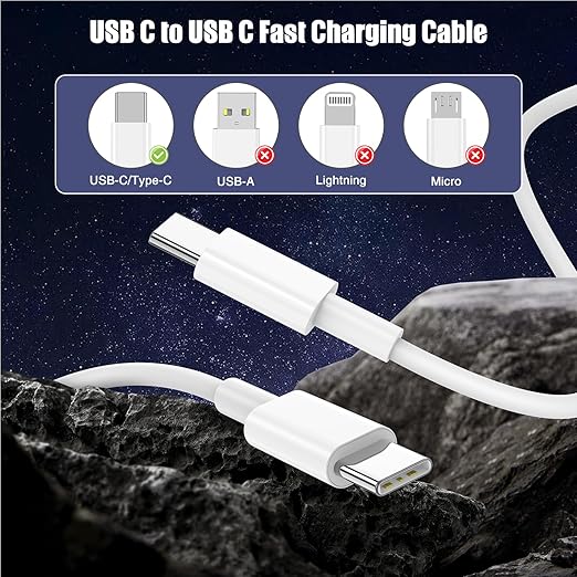 3-Pack [6.6FT+10FT+10FT] 60W USB C to USB C Cable, Type C to Type C Cable,Fast Charging Cable for iPhone 16 15 Pro Plus Pro Max，for Galaxy S24 S23 S22, for iPad Pro/Air, for MacBook Pro/Air and More