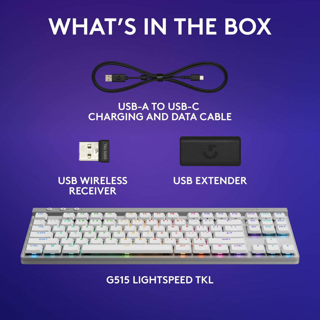 Logitech G515 Lightspeed TKL Wireless Gaming Keyboard (Tactile) - White