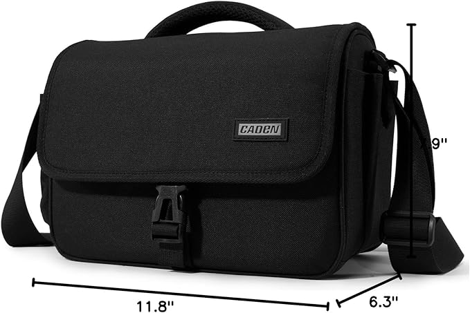 CADeN Camera Bag Case Shoulder Crossbody Bag Compatible for Nikon, Canon, Sony, DSLR SLR Mirrorless Cameras and Lenses (1.0 Black, Large)