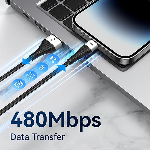 Extra Long iPhone Charger Cord 15FT [Apple MFi Certified] USB A to Lightning Cable Braided Fast Charging Cord Compatible with iPhone 14 Pro Max/Plus/13/12/11/X/XR/XS/SE/8/7/6/5/iPad - Black