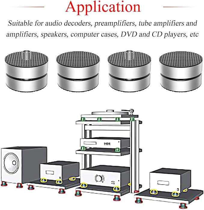 Audiocrast 4X HiFi Speaker Spike Pad Isolation Feet Stand Feet 40X23MM Shock Absorber with Stainless Steel Ball for Audio Speaker Subwoofer CD DVD Amplifier Turntable DAC