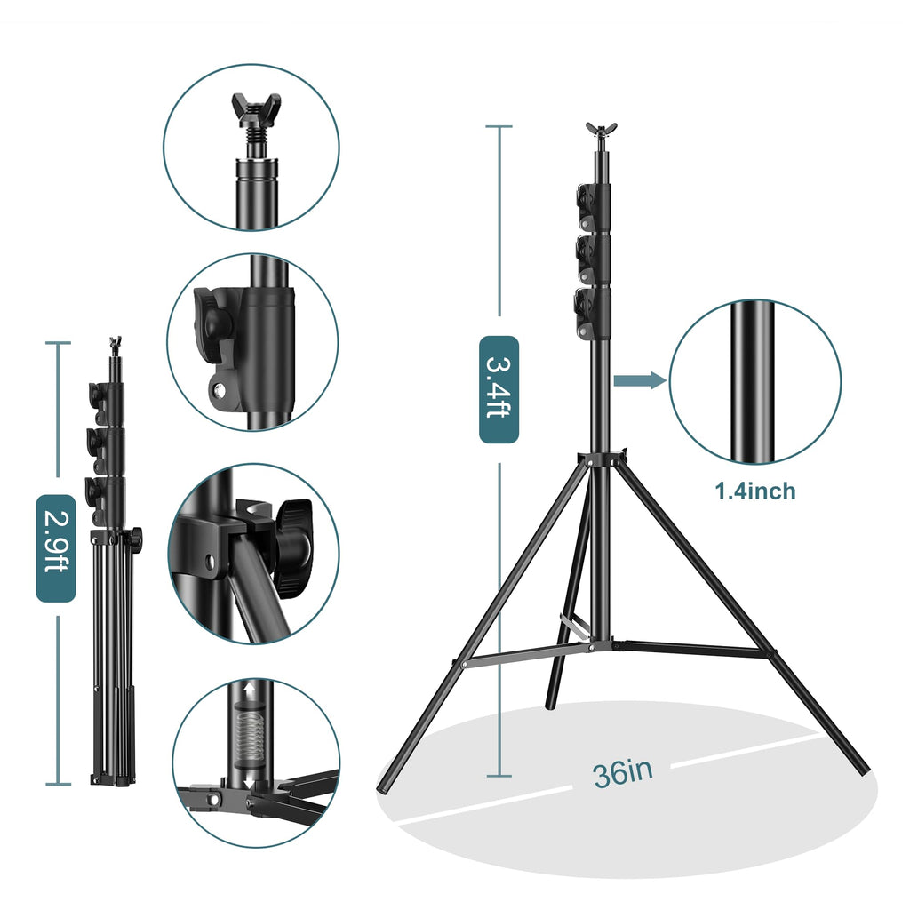 FUDESY Photo Video Studio 10 x 10Ft Heavy Duty Adjustable Backdrop Stand,Background Support System for Photography with Carry Bag, 6 Pcs Clip Clamps