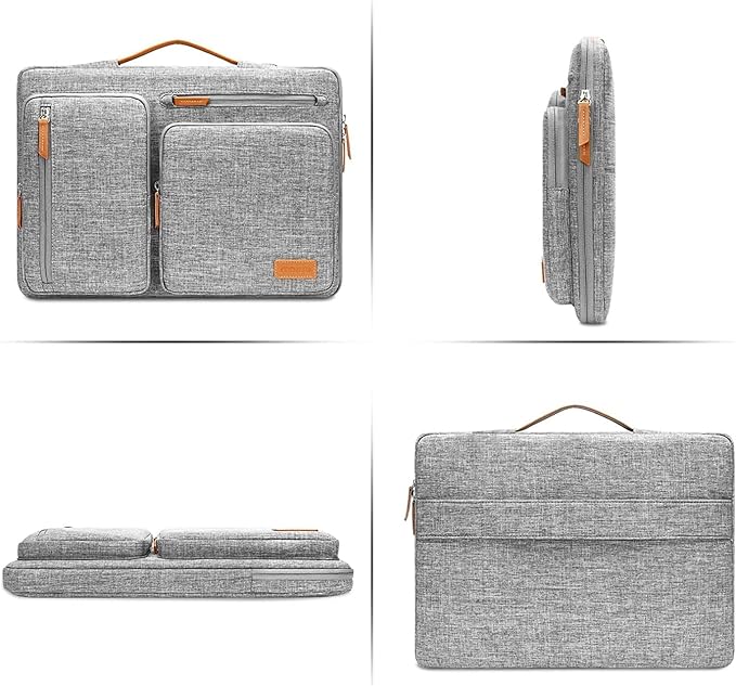 MOSISO 360 Protective Laptop Case 15 inch, 15 inch Laptop Sleeve Compatible with MacBook Air M4 M3 M2 2025 2024 2023, Dell XPS Plus, Side Open Carrying Case with 4 Zipper Pockets&Handle, Gray