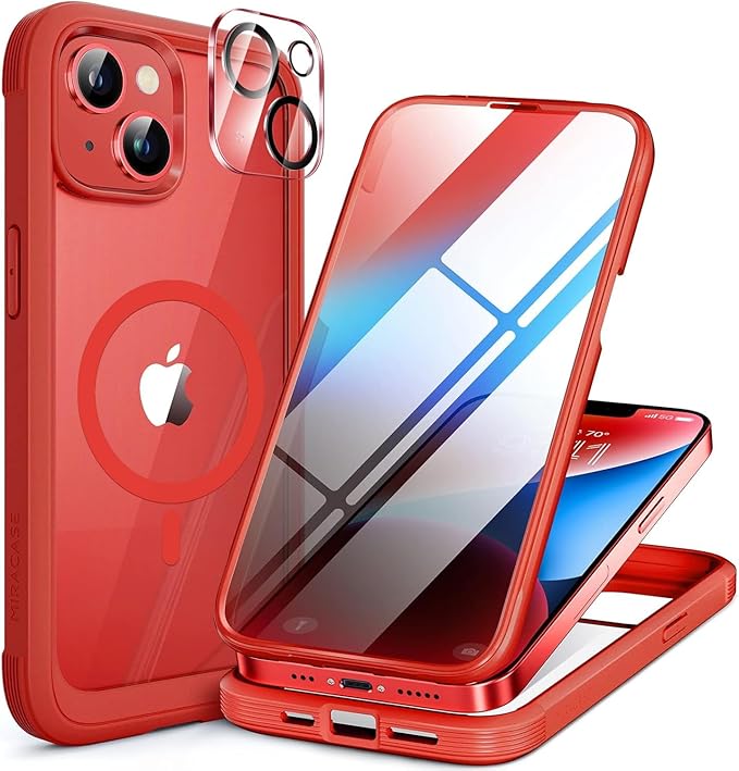 Miracase for iPhone 13 mini Case 5.4",Full-Body Protection,Clear Bumper Case with Built-in 9H Tempered Glass Screen Protector,Military-Grade Drop Protection Outdoor Phone Case for 13 mini,Dark Blue