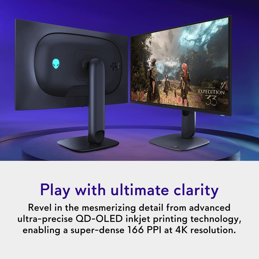 Alienware 27 4K QD-OLED Gaming Monitor AW2725Q - 26.7" 4K UHD QD-OLED 240Hz 0.03ms, NVIDIA G-SYNC Compatible, AMD FreeSync Premium Pro, VESA AdaptiveSync, Dolby Vision, VESA DisplayHDR True Black 400