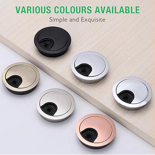 2 Pcs Desk Grommet 3-1/8" / 80 mm, Desk Cord Hole Cover, Cable Grommet Metal Zinc Alloy Materilal, Desk Hole Grommet for Home & Office Pc, Detachable Cable Cord Organizer-Bright Silver