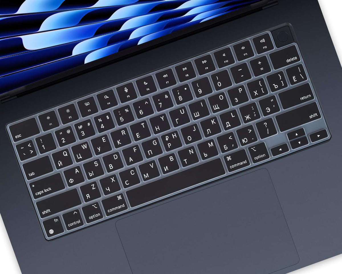 Korean Silicone Keyboard Cover Skin for 2026 2025 14.2 inch Apple MacBook Pro 14 A3426 A3427 A3434 A3112 A3401 A3185 A2992 A2918 A2442 / Pro 16 A3428 A3429 A3403 A3186 with M5-M1 Pro Max Chip - Black