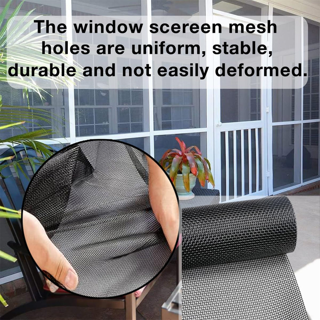 36IN*100FT Window Screen Mesh,Fiberglass Screens Roll,Pet Proof Window Screen Replacement,DIY Screening Mesh Netting for Windows, Door, Pool, Porch,Patio -Black (90cm*30m)