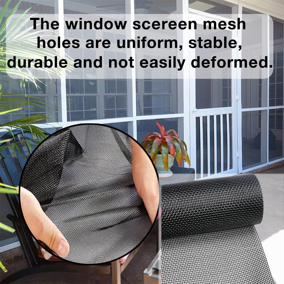 36IN*100FT Window Screen Mesh,Fiberglass Screens Roll,Pet Proof Window Screen Replacement,DIY Screening Mesh Netting for Windows, Door, Pool, Porch,Patio -Black (90cm*30m)